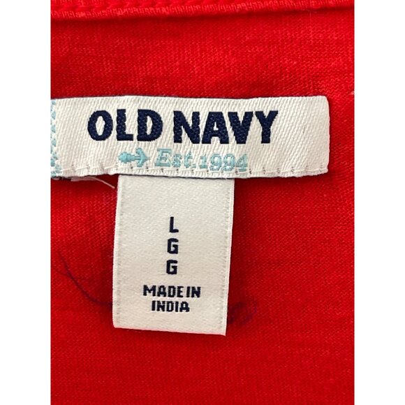 Old Navy Red Tank Top With Embroidered Neckline L Cotton/Modal Blend Sleeveless - Picture 5 of 6